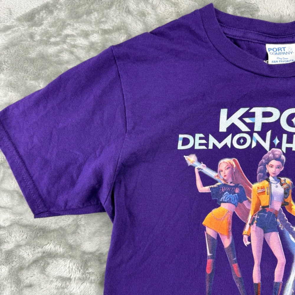 Netflix K-Pop Demon Hunters Purple Graphic T-Shirt Kids Youth Medium Port Co - Picture 10 of 13